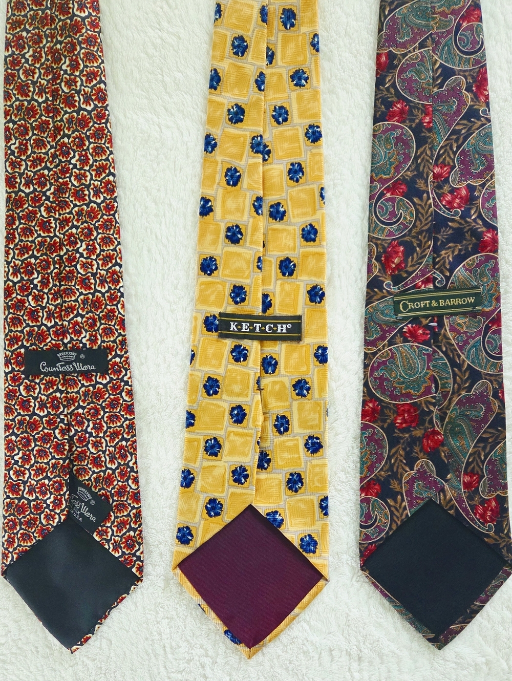Vintage!!! Men's Silk Floral Ties Bundle (3)